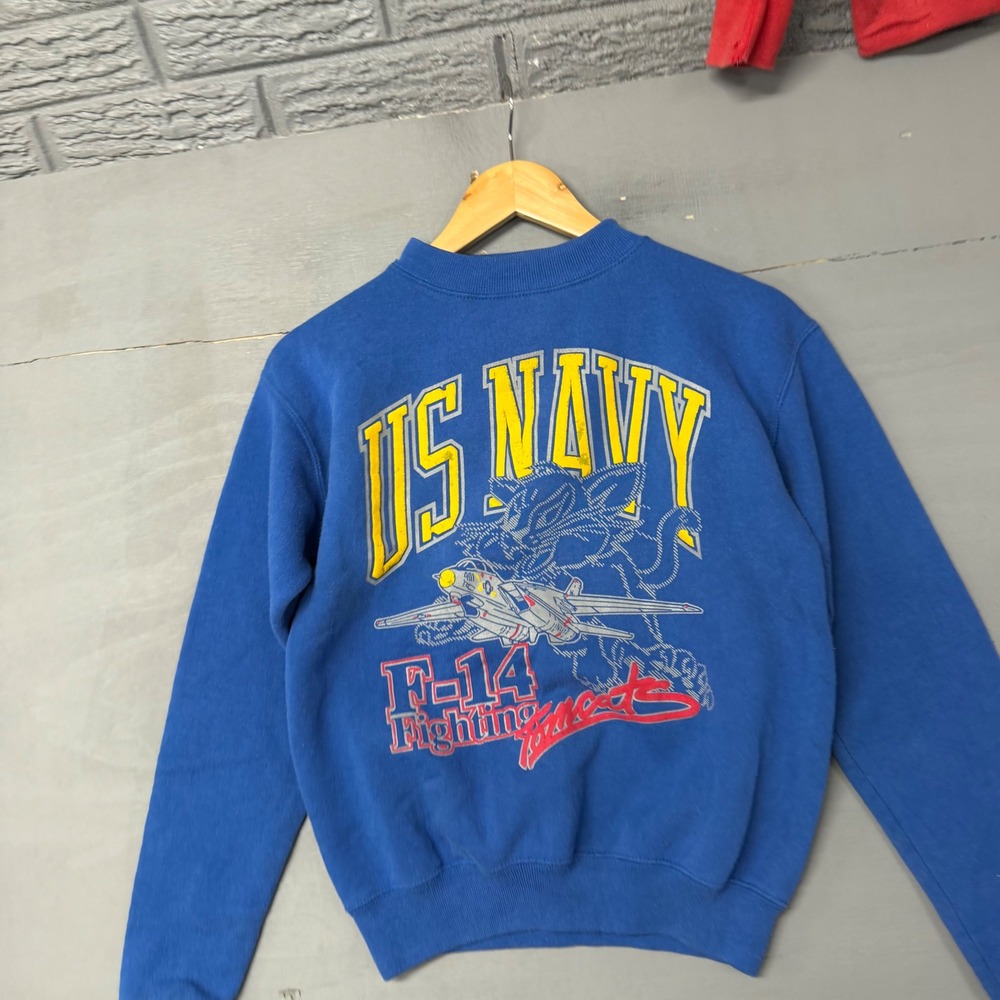 PM Kids US Navy F-14 Fighting Tomcats Graphic Sweatshirt Blue XL